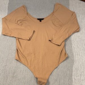 Banana Republic Ribbed Bodysuit | Camel Tan Long Sleeve | Size XL